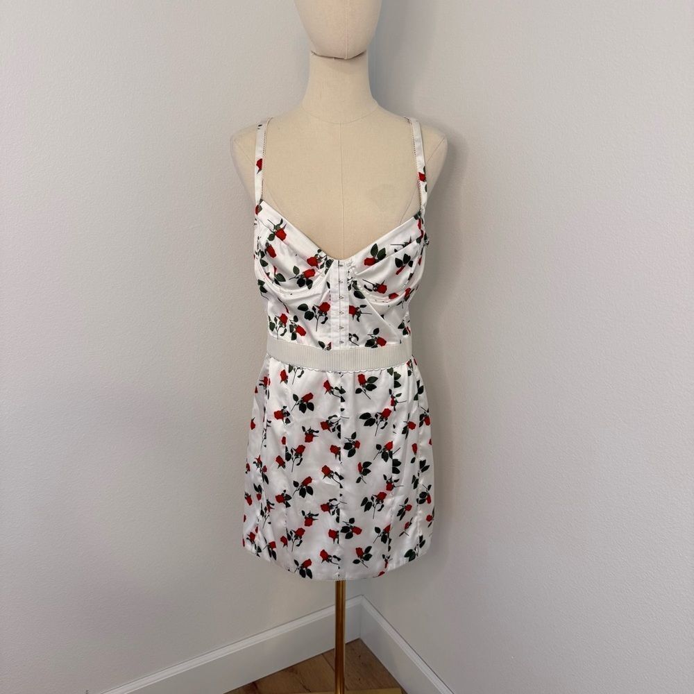 [For Love And Lemons]‎ White Rose Floral Mini Dress - Size L/XL